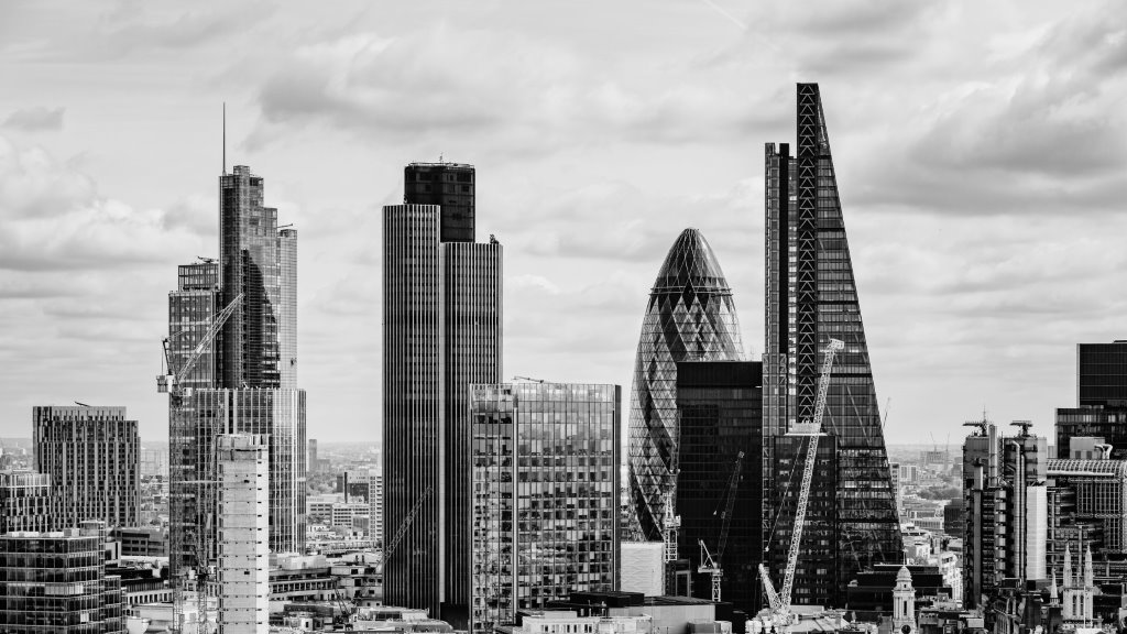 Aerial view of central London